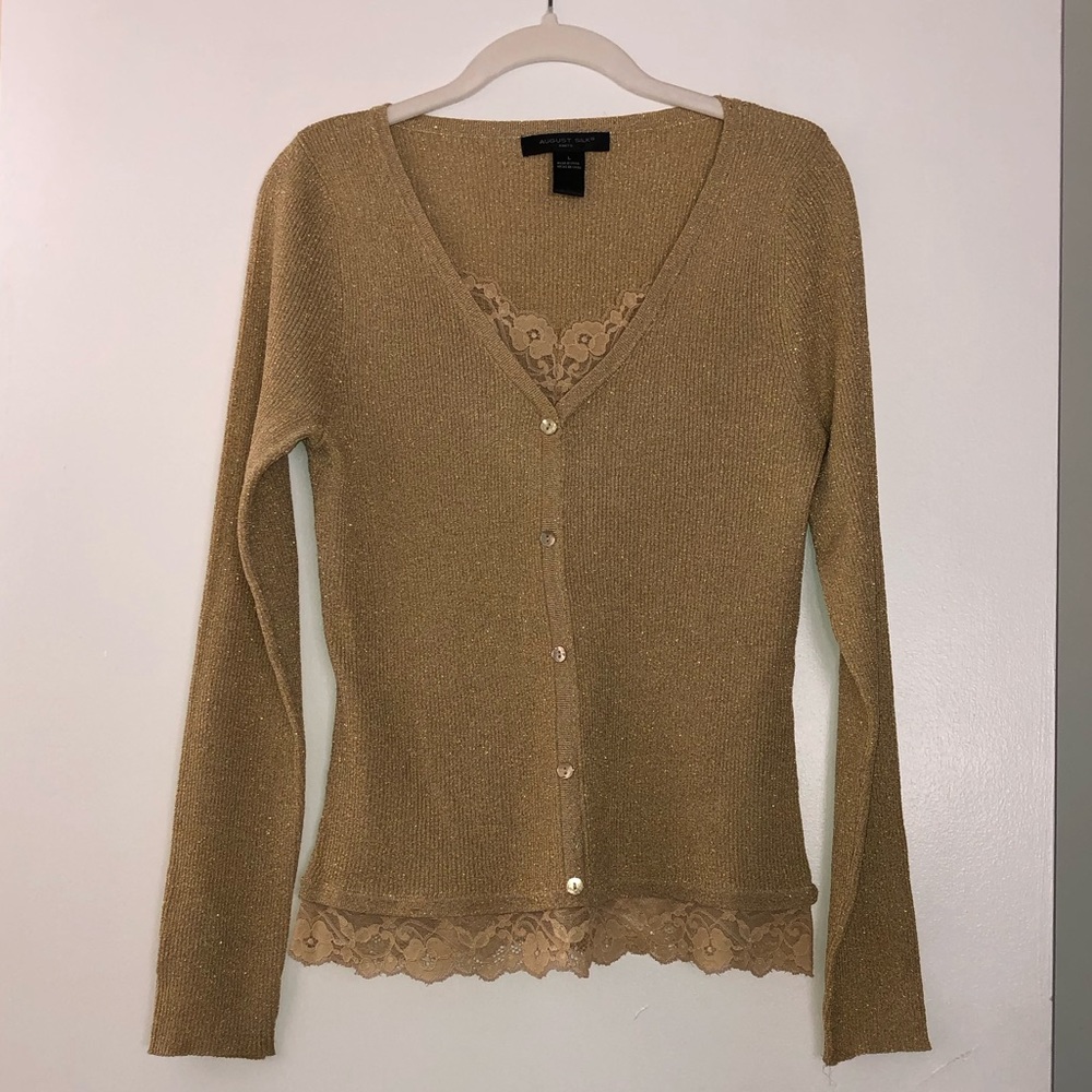 August Silk Knit Top Gold Size L